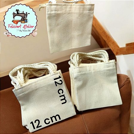 Kit Micro Ecobag 12x12 cm Alça Trançada