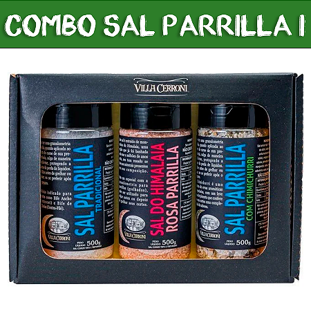 Combo Sal Parrilla I - Tradicional, Chimichurri e Sal Rosa - 3 itens