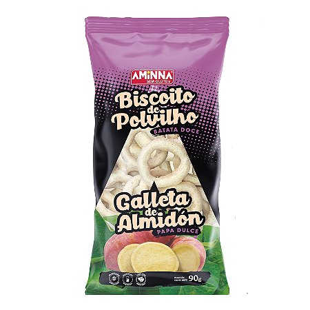 Biscoito de Polvilho Sem Glúten Vegano, com Batata Doce Aminna, 90g - ID: 227