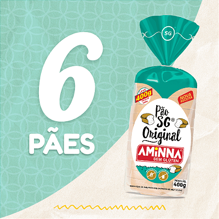 Kit com 6 Pães Aminna sem Glúten Original, 400g - ID: 184