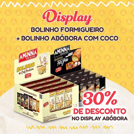 DISPLAY Bolinho do Chef Paulinho Formigueiro + Bolinho For You  Abóbora com Coco Sem Glúten, Aminna