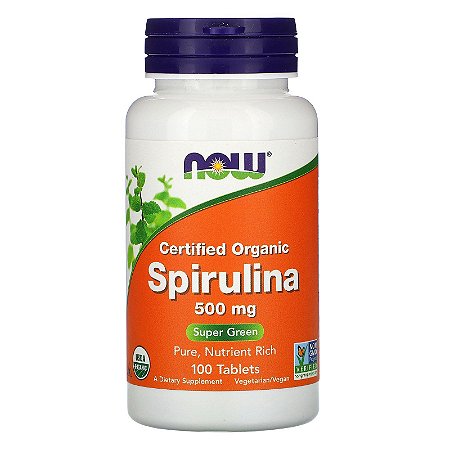 Spirulina Orgânica Now Foods - 100 tabletes de 500 mg