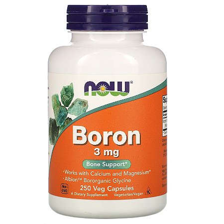 Boro (Boron) Orgânico Now Foods - 250 Cápsulas De 3 Mg