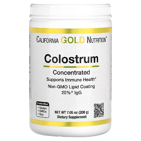 Colostro (Colostrum) Bovino Concentrado em pó California Gold Nutrition - 200 gramas