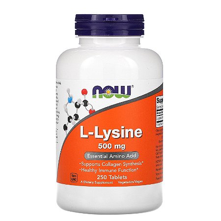 L-Lisina Now Foods - 250 tabletes de 500 mg