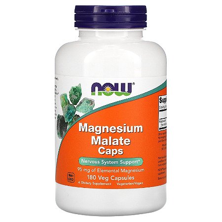 Malato de Magnésio Now Foods - 180 cápsulas de 840 mg