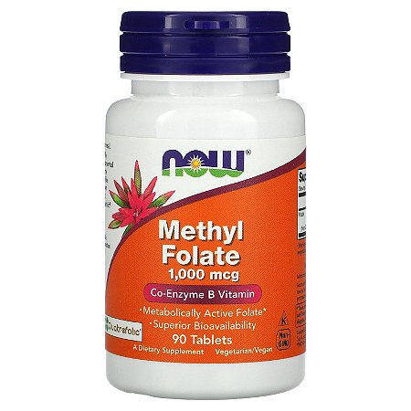 Metilfolato Now Foods - 90 tabletes de 1000 mcg