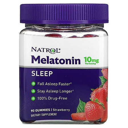 Melatonina Natrol - 90 gomas/jujubas (gummies) de 5 mg - 10 mg por dose de 2 gummies