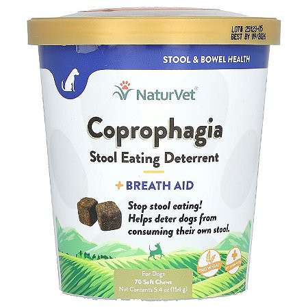 Coprofagia Naturvet - Inibidor da Vontade de Comer Fezes - 70 Petiscos Soft Chews - 154 Gramas