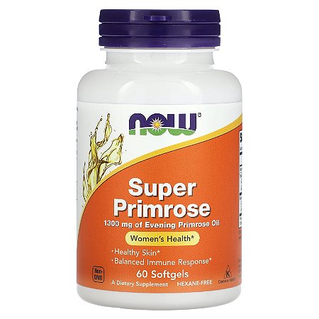 Super Óleo de Prímula (Super Primrose Oil) Now Foods - 60 softgels de 1300 mg