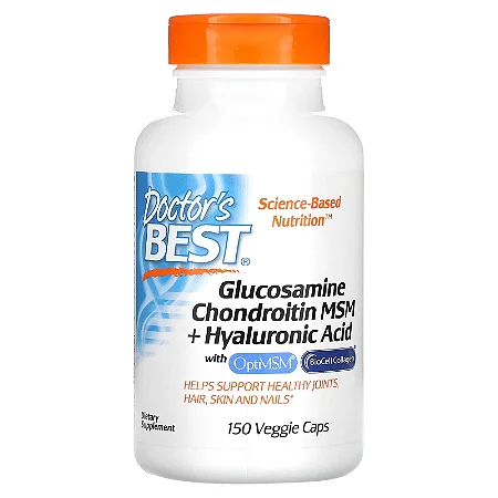 Glucosamina Condroitina MSM Ácido Hialurônico Doctors Best - 150 cápsulas