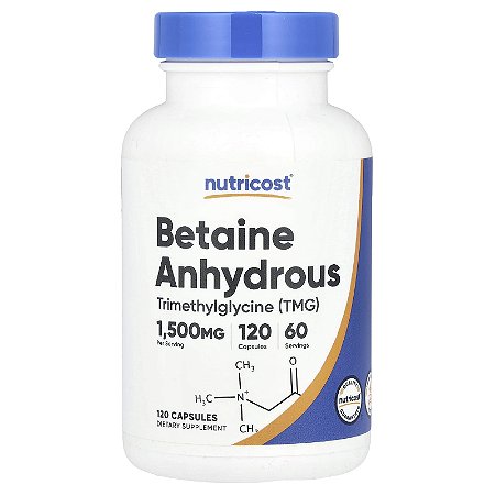 Betaína Anidra Trimetilglicina (TMG) Nutricost - 120 cápsulas