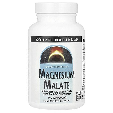 Malato de Magnésio Source Naturals - 100 cápsulas (3750 mg por dose de 6 cápsulas)