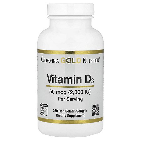 Vitamina D3 California Gold Nutrition - 360 Softgels de 2000 UI