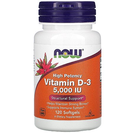 Vitamina D3 Now Foods - 120 softgels de 5000 UI