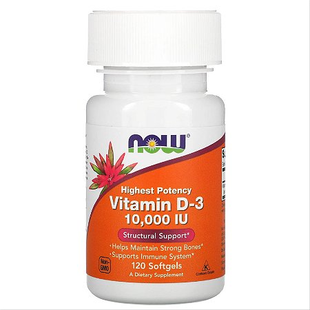 Vitamina D3 Now Foods - 120 softgels de 10000 UI