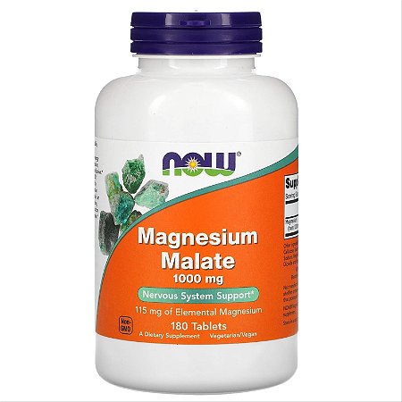 Malato de Magnésio Now Foods - 180 tabletes de 1000 mg
