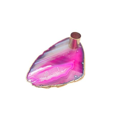 Castiçal Quartzo Roxo - com Lateral em Ouro