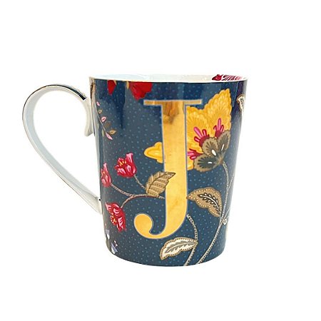 Caneca "J" Azul Alphabet Mugs em Porcelana Pip Studio