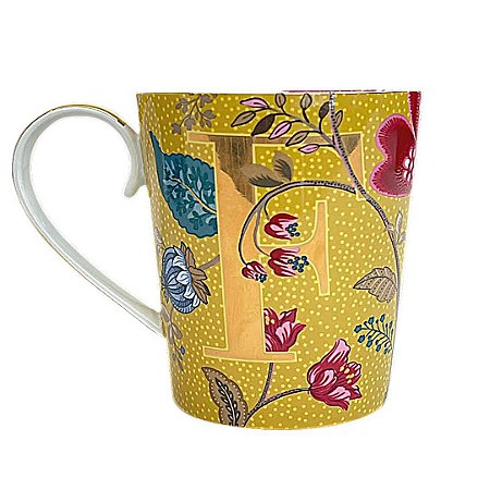 Caneca "F" Amarela Alphabet Mugs em Porcelana Pip Studio