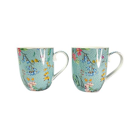 Set/2 Caneca Azul Pip Studio Pequena Flowers Jolie