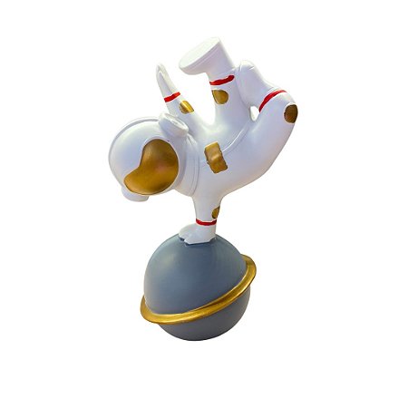 Escultura Decorativa - Astronauta Equilibrista em Saturno