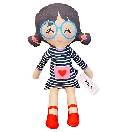 Boneca Naninha de Pano de Óculos Com Enchimento
