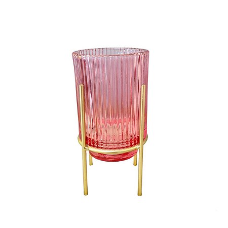 vaso em vidro com suporte