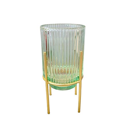 vaso em vidro com suporte