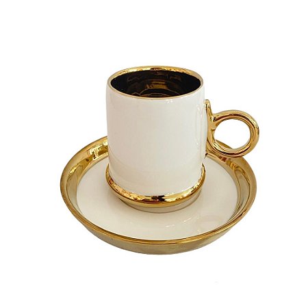 Xícara com Pires Dourado