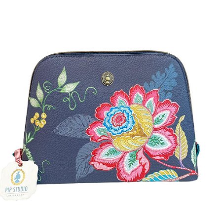 Necessaire Grande Triamgle Jambo Flower Azul