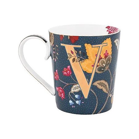 Caneca Azul "V" - Alphabet Mugs