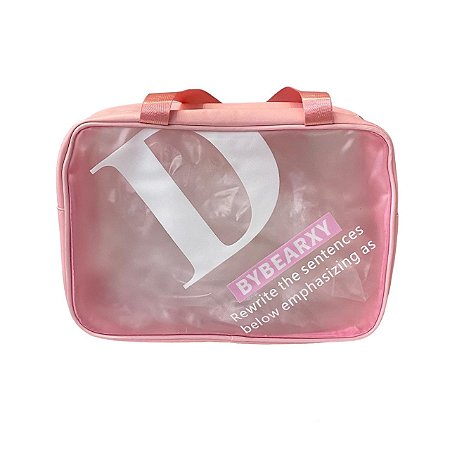 Bolsa Transparente Grande com Prendedor de Cabelo