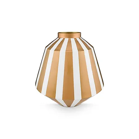 Vaso de Metal 35 Stripes Branco/Dourado - Home Accessories