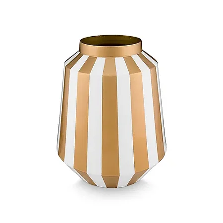 Vaso de Metal 29 Stripes Branco/Dourado - Home Accessories