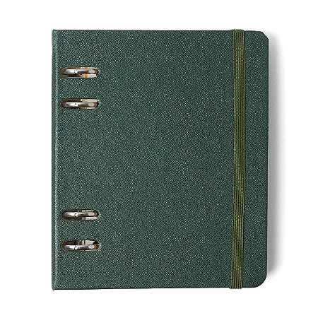 Caderno Criativo Argolado Office Duo Clássica Pautado & Pontado A6 Verde Oliva