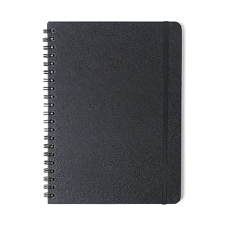 Caderno Espiral Universitário Clássica Pautado Preta 1 Matéria 80 fls
