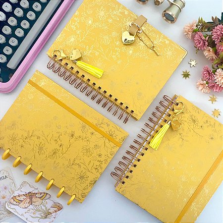 Caderno / Planner Wire-o Permanente A5 - Coleção Florologia (Girassol)