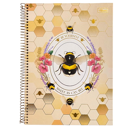 Caderno Espiral Universitário1 Matéria Honey Bee 80 Folhas