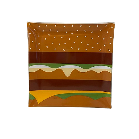 Prato Hamburguer Fast Food Vidro