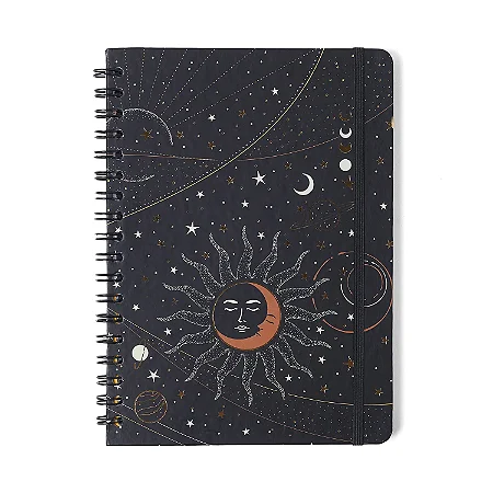 Caderno Colegial Astral Eclipse Preto (Espiral - 80 Folhas Pautadas - 1 Matéria)