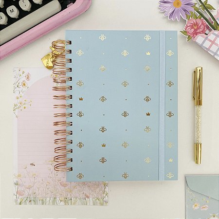 Caderno Wire-o Reposicionável – Abelha Rainha Azul 10 Mat. Universitrio