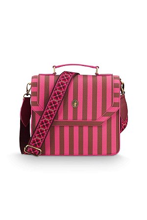 Bolsa transversal Frances média listrada rosa - Pip Studio