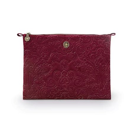 Necessaire Flat Pouch Grande Velvet Quiltey Days Vermelha - Pip Studio