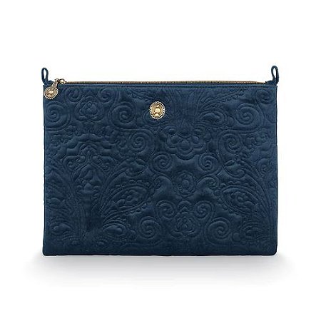 Necessaire Flat Pouch Grande Velvet Quiltey Days Azul- Pip Studio