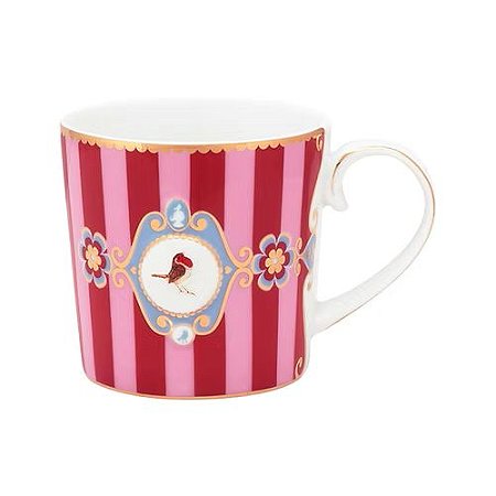 Caneca Pequena Medallion Stripes Rosa/Vermelho Love Birds - Pip studio
