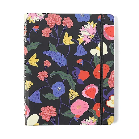 Caderno Organizador Doce Florada Pautado e Pontado 17x24 Preto/ Cicero