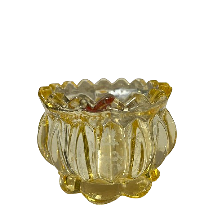 Mini Castiçal de Vidro Transparente Amarelo