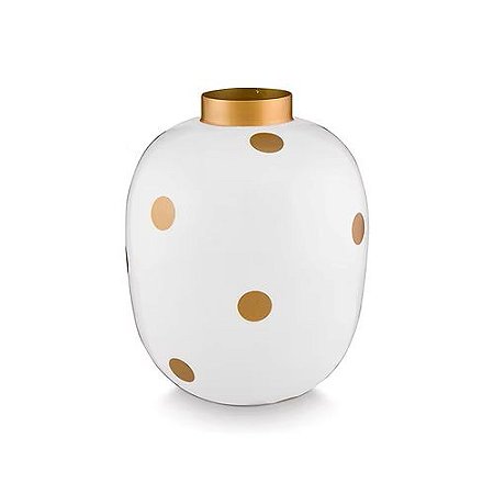 Vaso de Metal 32 Dots Branco/Dourado Pip Studio