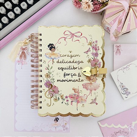 Diário com Cadeado Bailarinas Amarelo